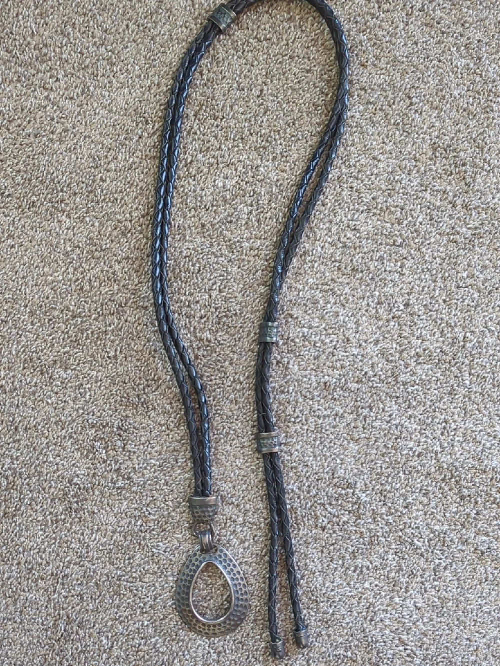 Braided Black Leather Lariat Style Belt